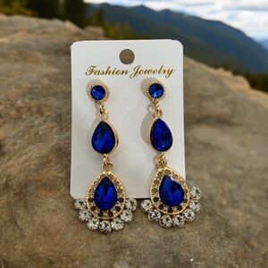 Women’s Sapphire Blue Teardrop Formal Dangle Earrings Accessory Fashion Jewelry